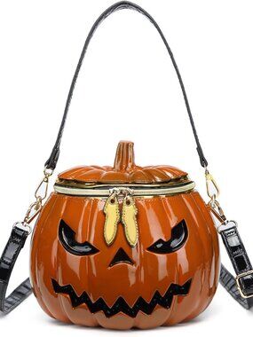 Pumpkin Purse, Halloween Crossbody Bag for Women, Novelty Pumpkin-Shaped Shoulde